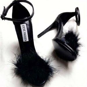 SteveMadden fluffy black heels